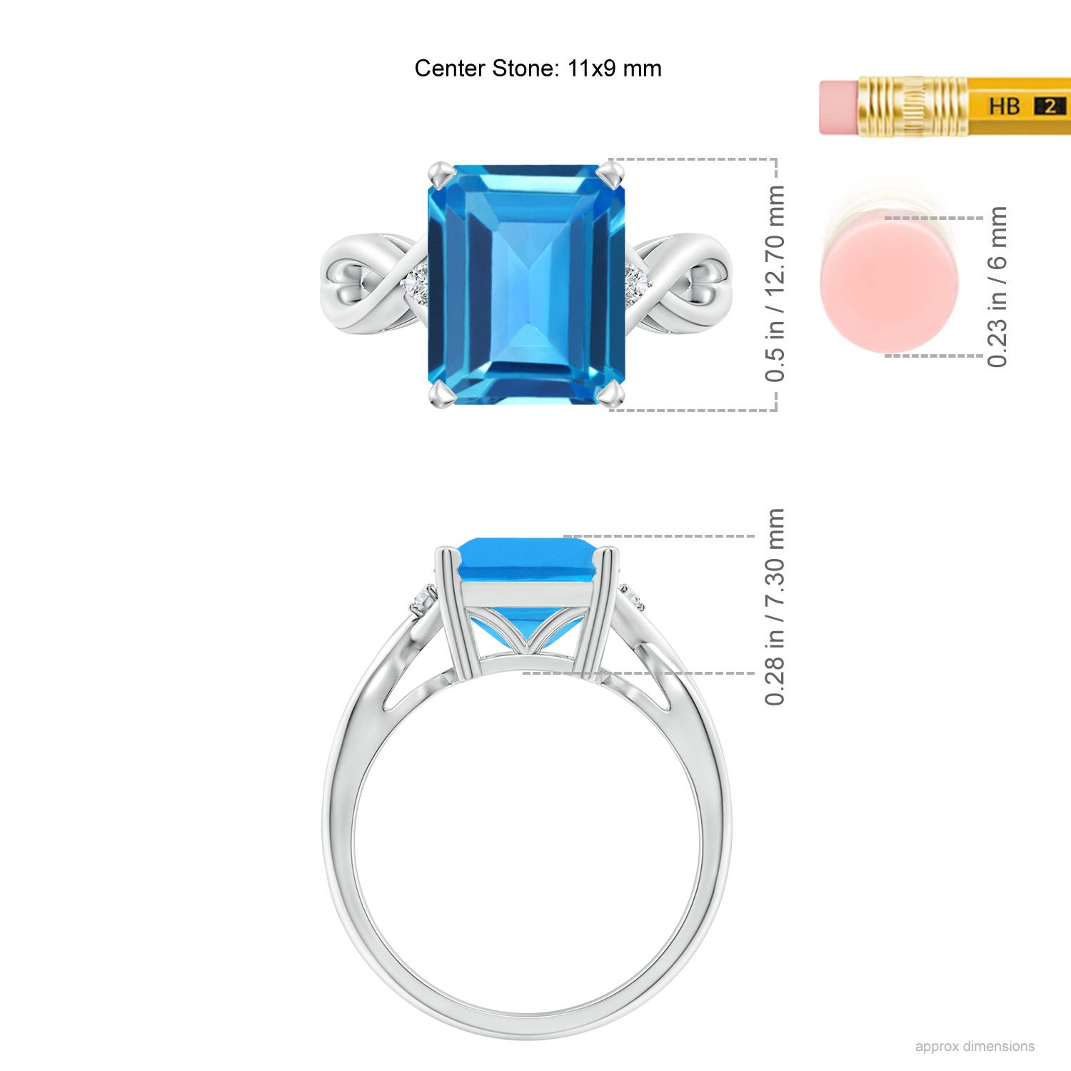 AAAA - Swiss Blue Topaz / 5.63 CT / 14 KT White Gold