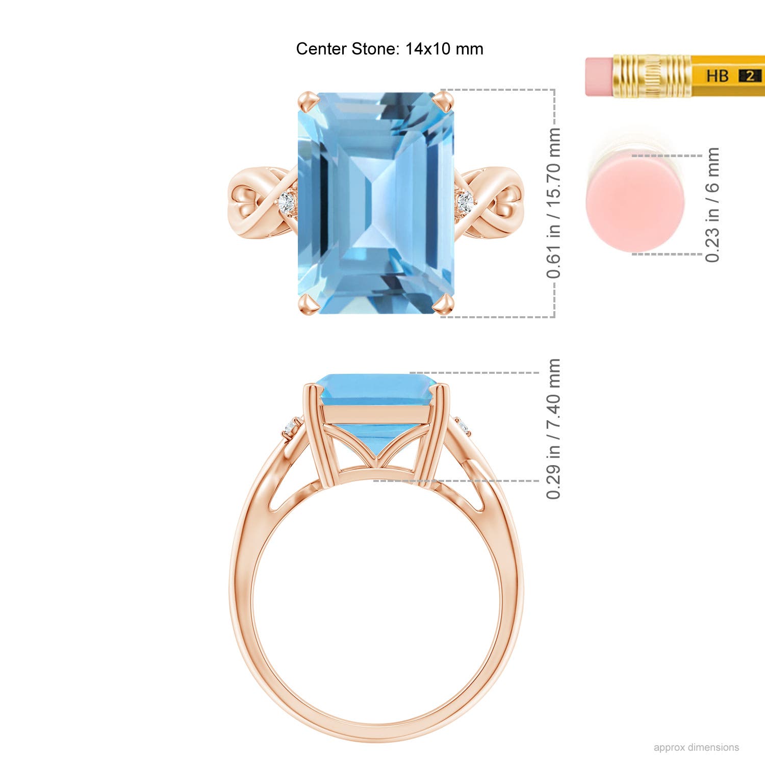 A - Swiss Blue Topaz / 10.03 CT / 14 KT Rose Gold