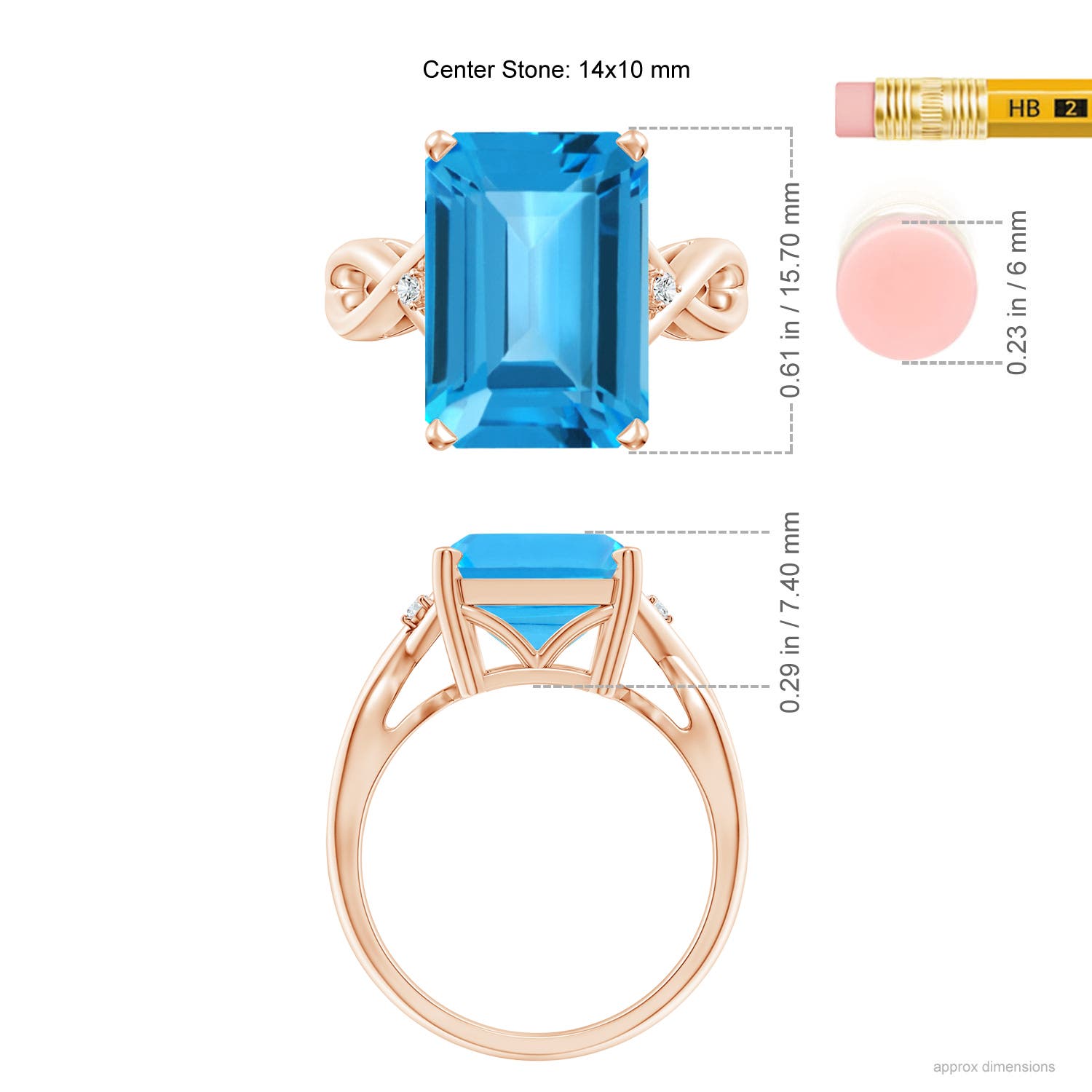 AAA - Swiss Blue Topaz / 10.03 CT / 14 KT Rose Gold