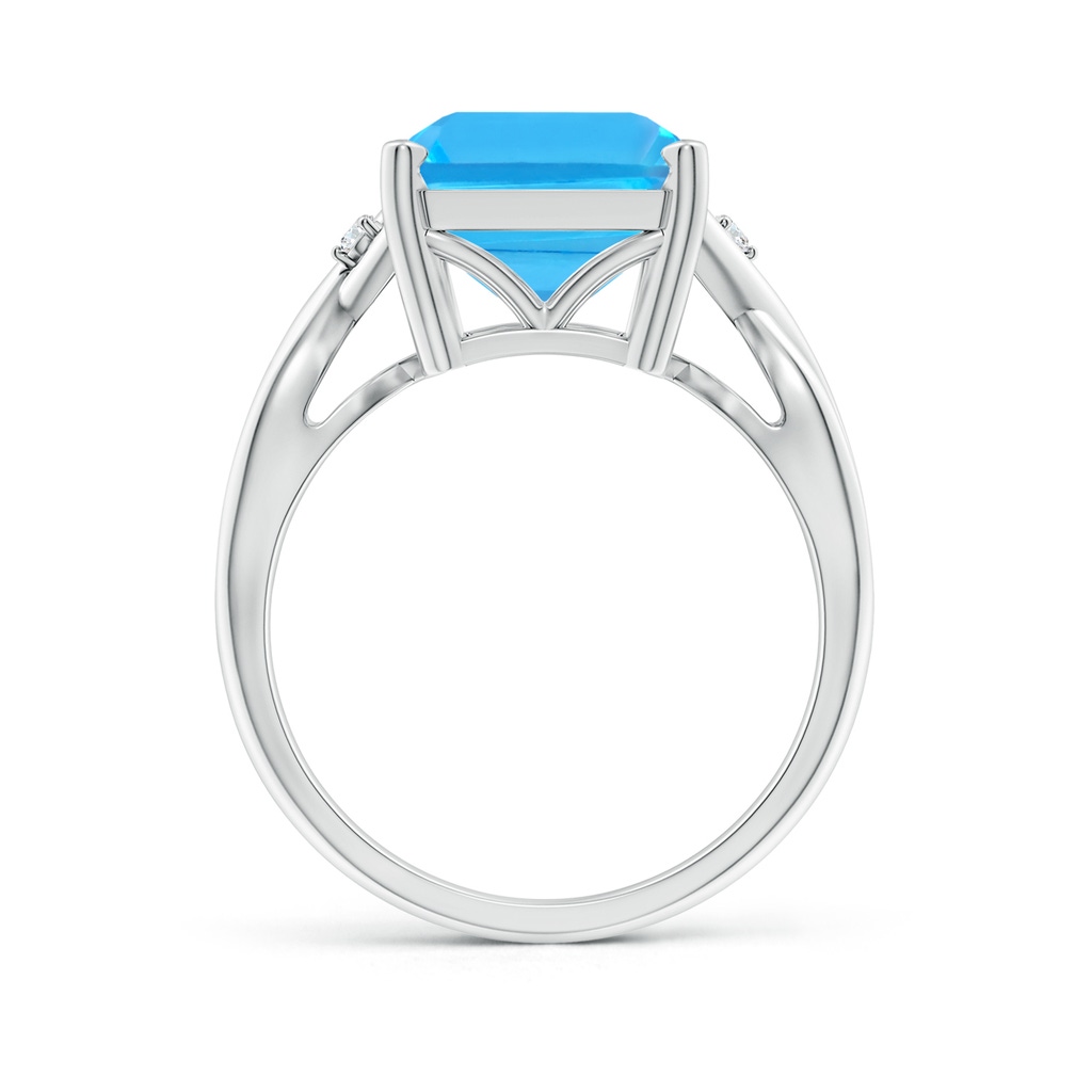 14x10mm AAA Twist Shank Emerald Cut Swiss Blue Topaz Statement Ring in White Gold Side-1
