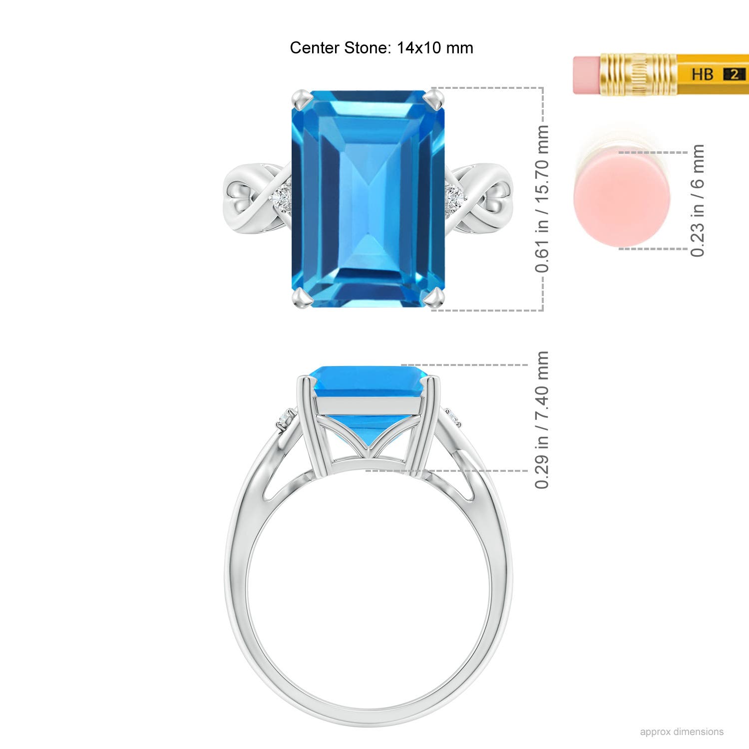 AAAA - Swiss Blue Topaz / 10.03 CT / 14 KT White Gold