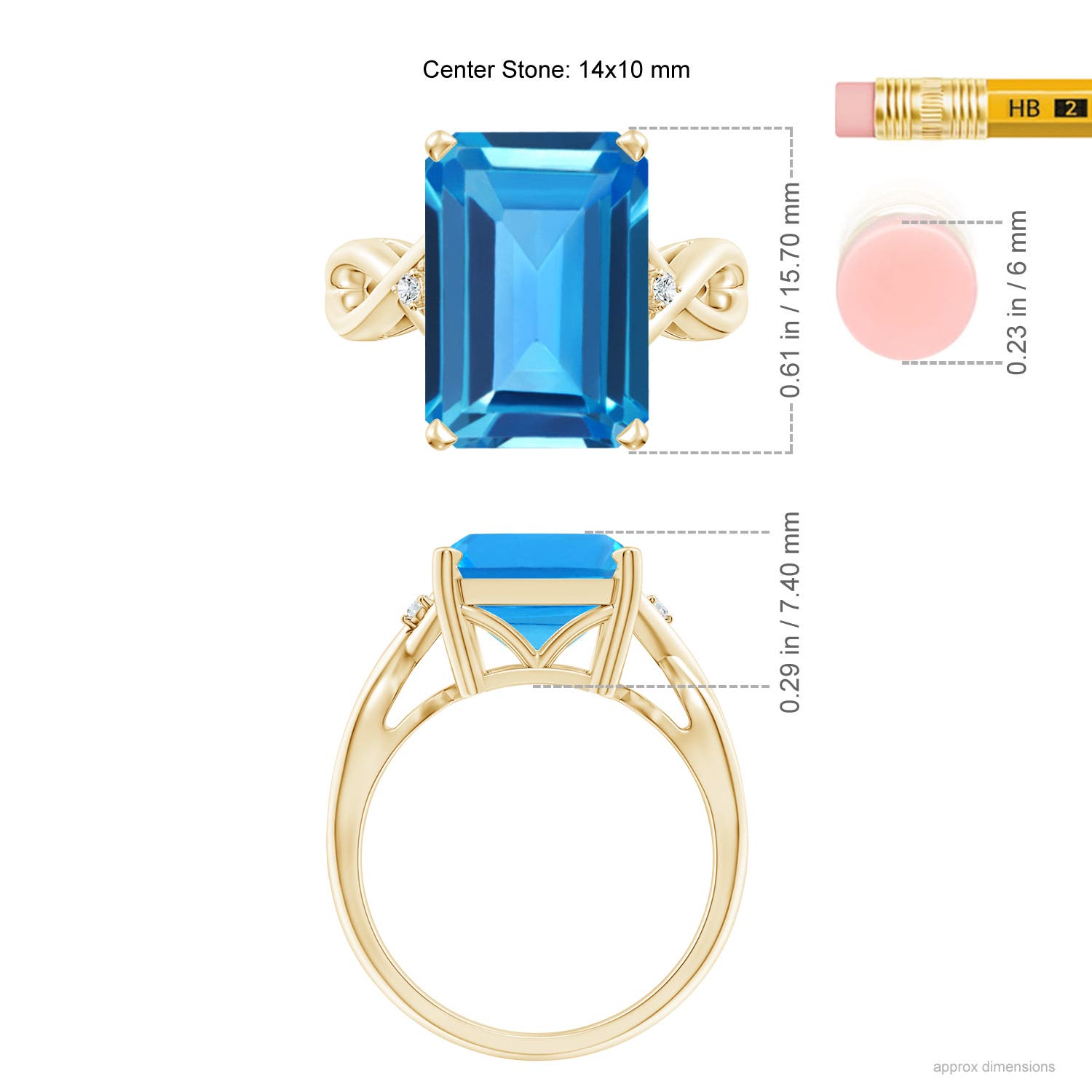 AAAA - Swiss Blue Topaz / 10.03 CT / 14 KT Yellow Gold