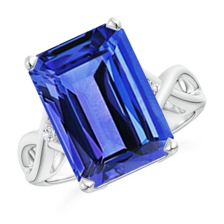 14x10mm AAA Twist Shank Emerald Cut Tanzanite Statement Ring in P950 Platinum