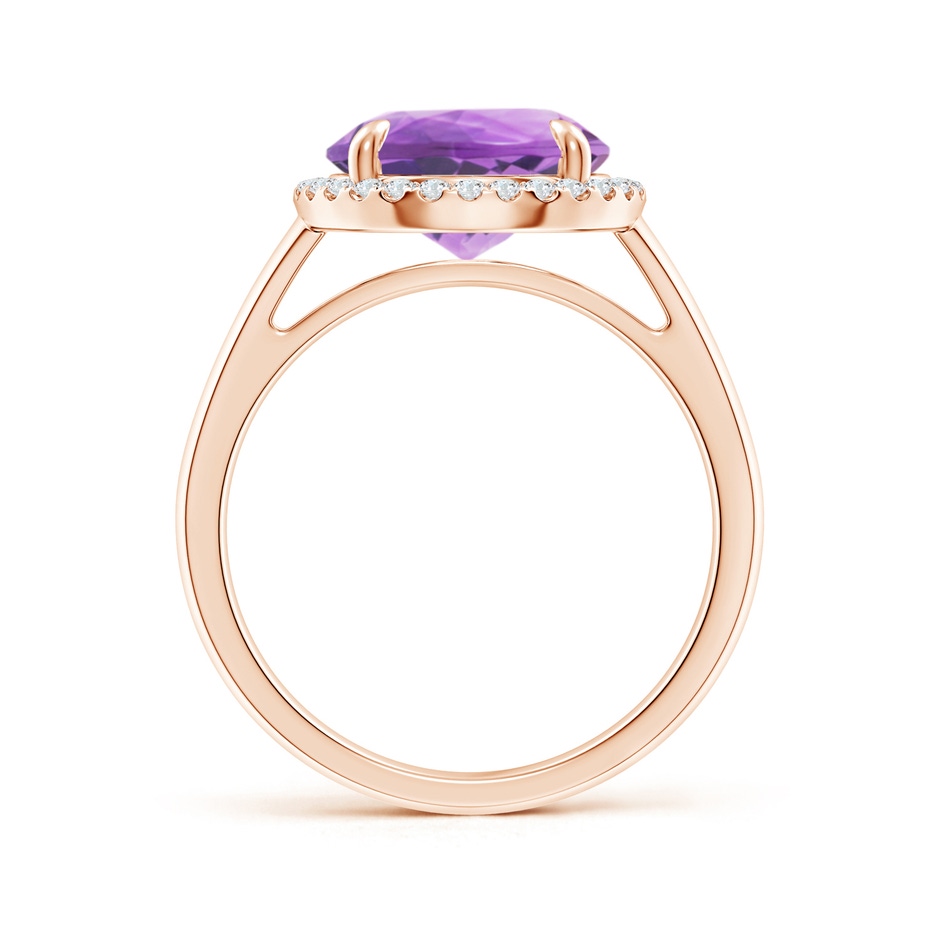 10mm A Round Amethyst Cathedral Ring with Diamond Halo in Rose Gold side-1