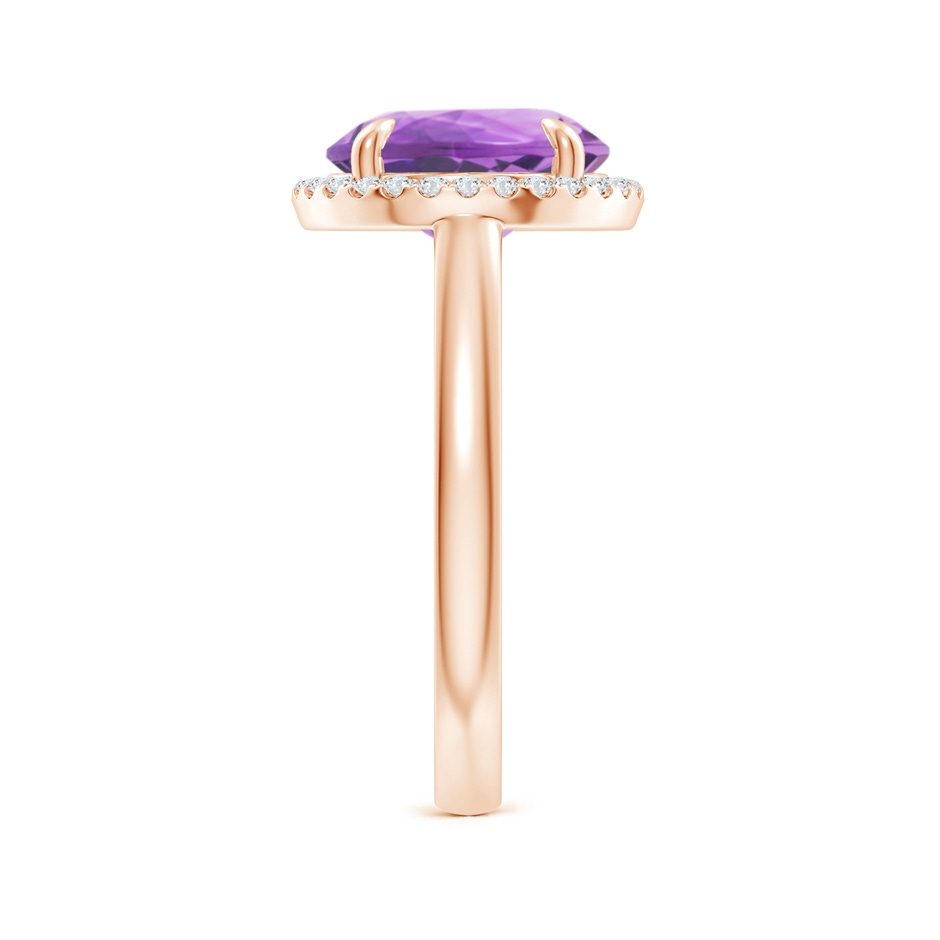 10mm A Round Amethyst Cathedral Ring with Diamond Halo in Rose Gold side-2