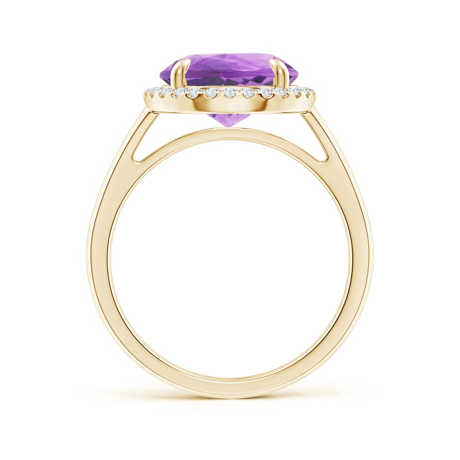 10mm A Round Amethyst Cathedral Ring with Diamond Halo in Yellow Gold side-1
