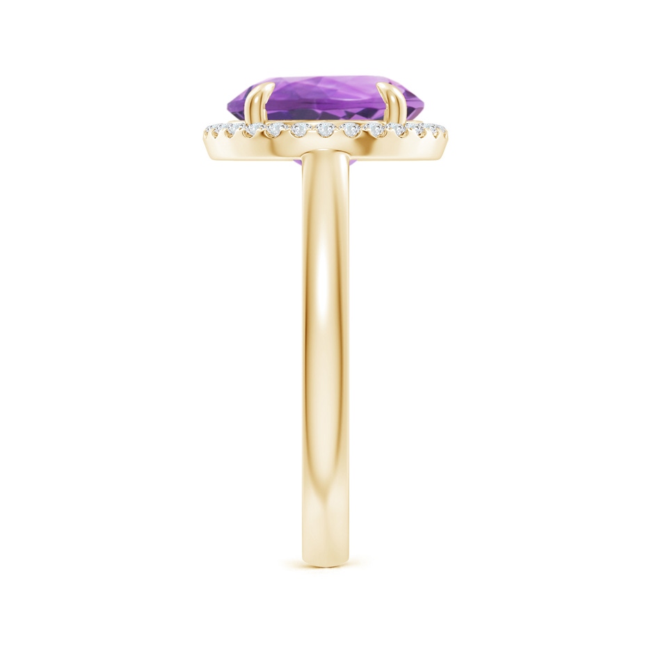10mm A Round Amethyst Cathedral Ring with Diamond Halo in Yellow Gold side-2