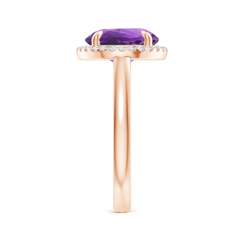 10mm AAA Round Amethyst Cathedral Ring with Diamond Halo in Rose Gold side-2