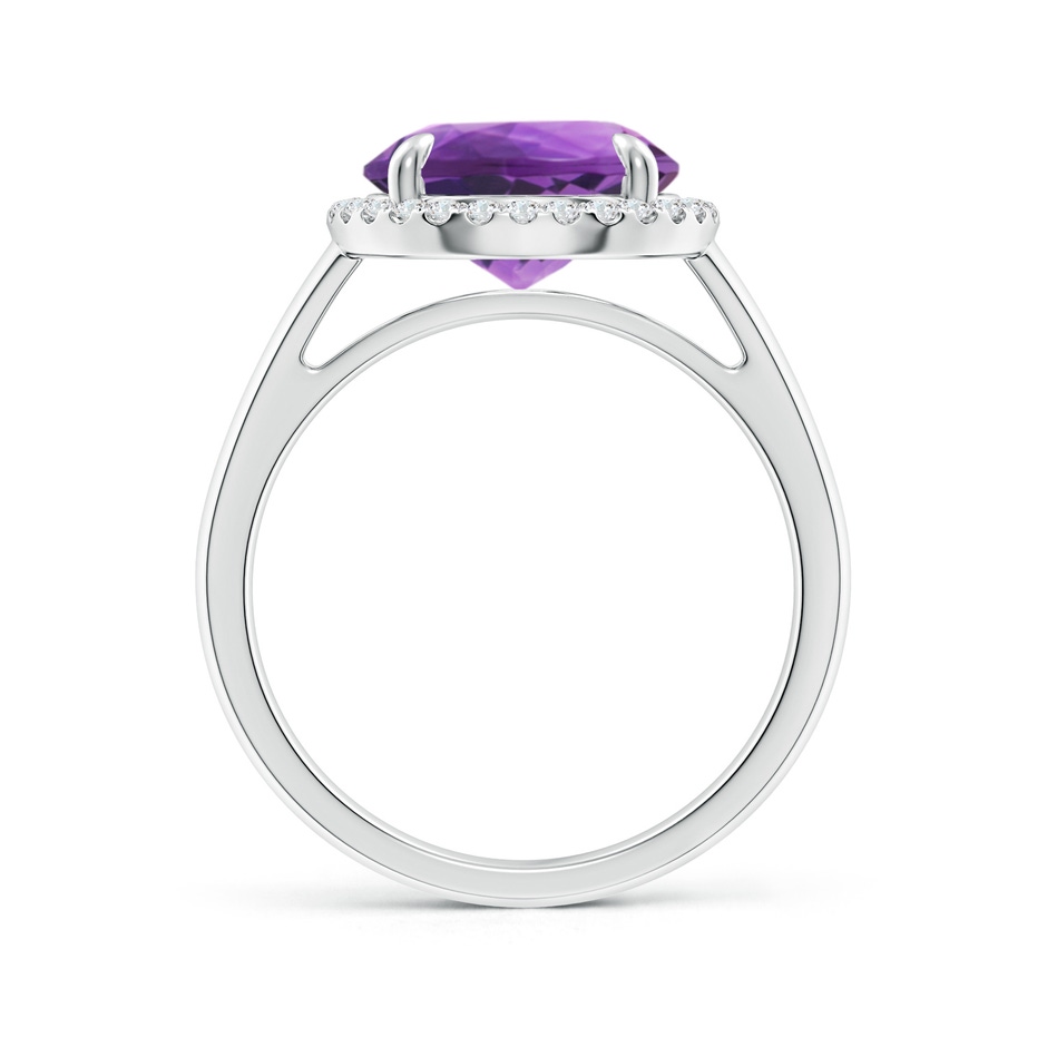 10mm AAA Round Amethyst Cathedral Ring with Diamond Halo in White Gold side-1