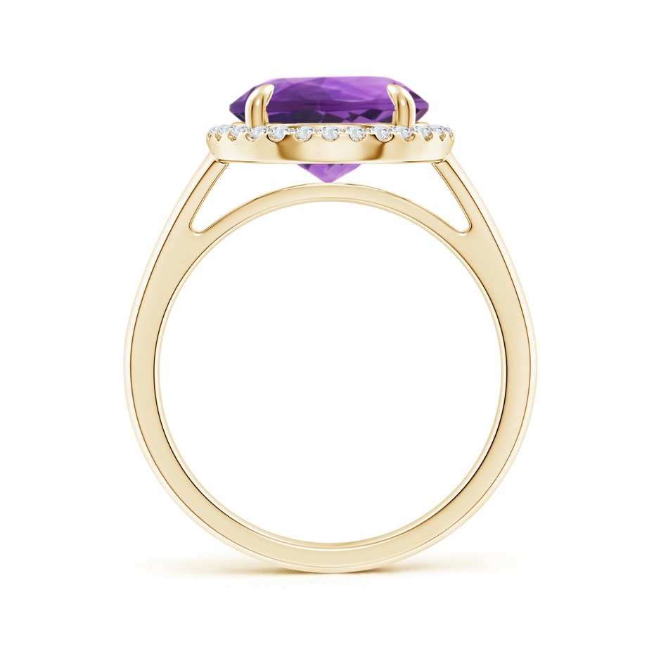 10mm AAA Round Amethyst Cathedral Ring with Diamond Halo in Yellow Gold side-1