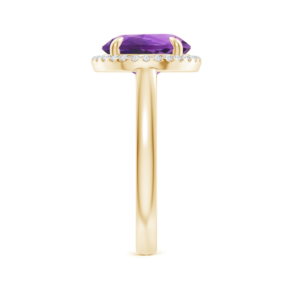 10mm AAA Round Amethyst Cathedral Ring with Diamond Halo in Yellow Gold side-2