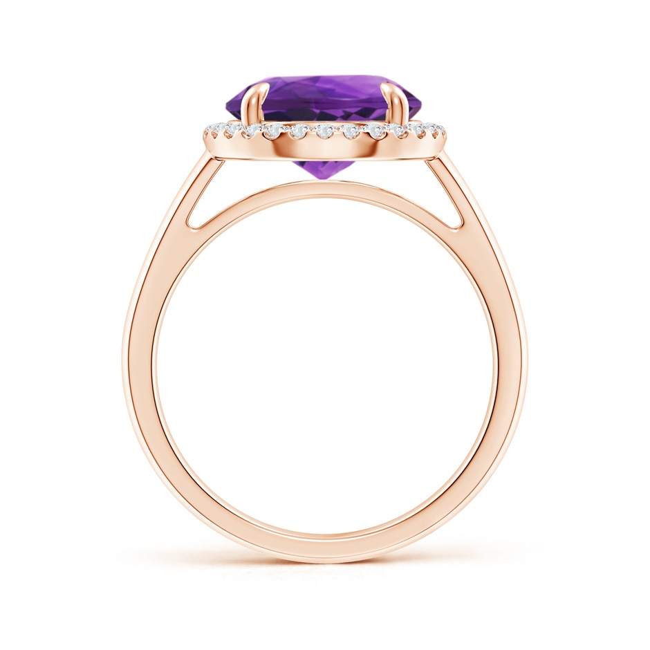 10mm AAAA Round Amethyst Cathedral Ring with Diamond Halo in Rose Gold side-1