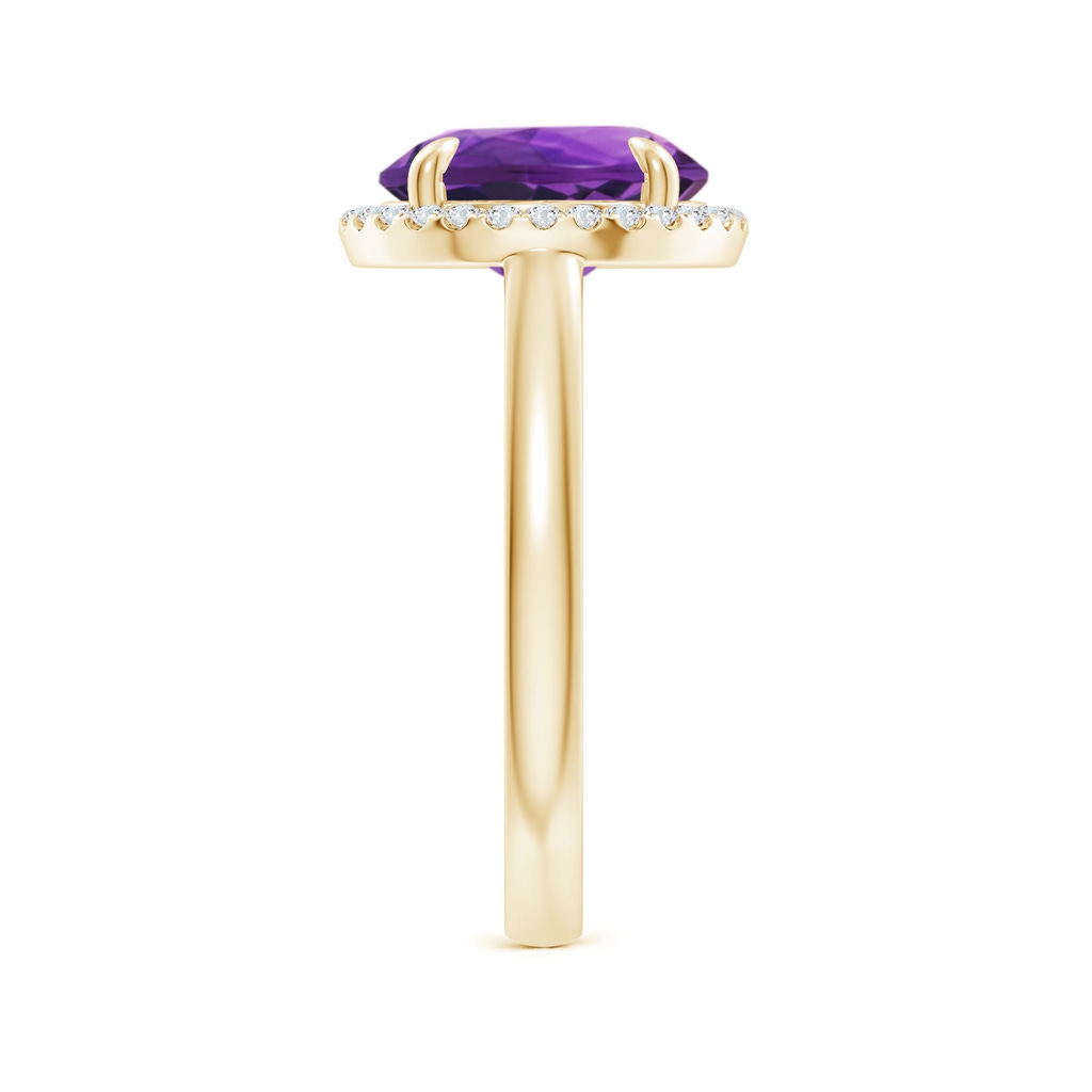 10mm AAAA Round Amethyst Cathedral Ring with Diamond Halo in Yellow Gold Side-2