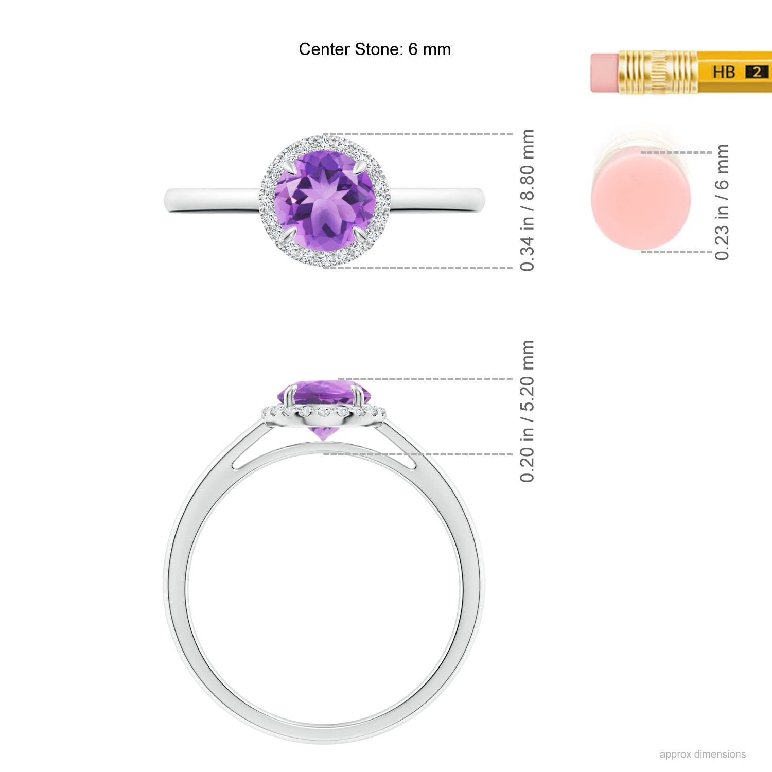 A - Amethyst / 0.9 CT / 14 KT White Gold