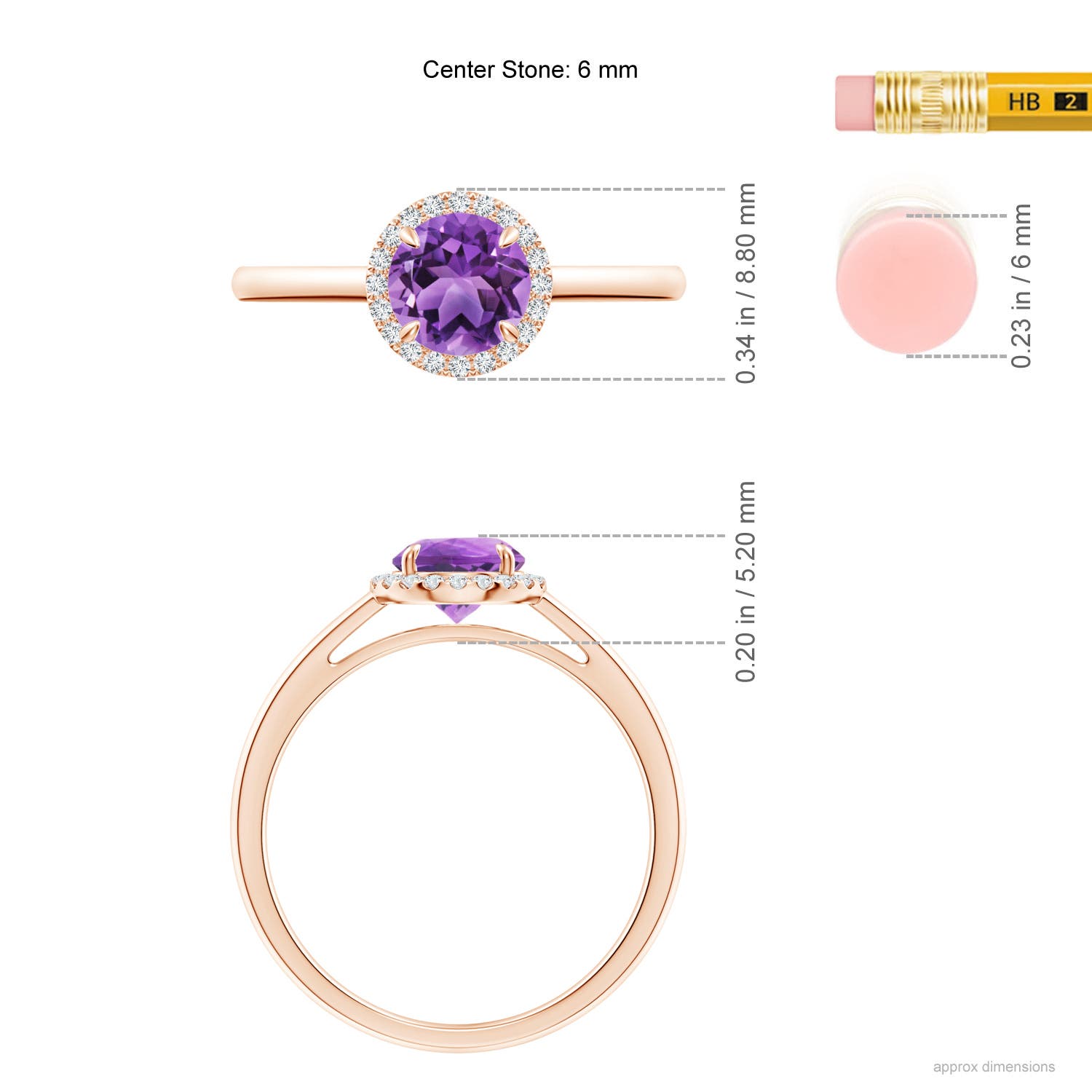 AA - Amethyst / 0.9 CT / 14 KT Rose Gold