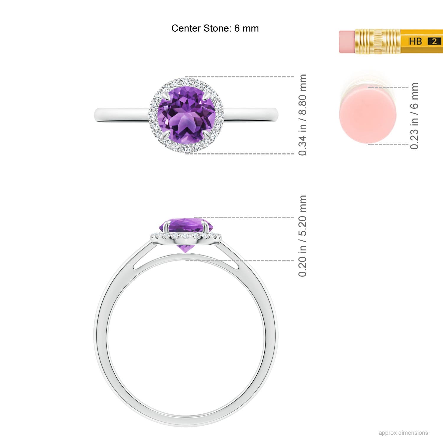 AA - Amethyst / 0.9 CT / 14 KT White Gold