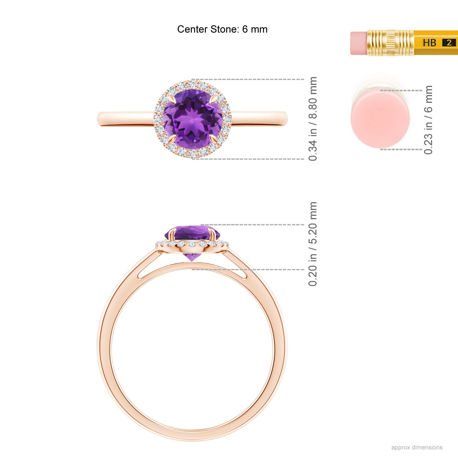 AAA - Amethyst / 0.9 CT / 14 KT Rose Gold