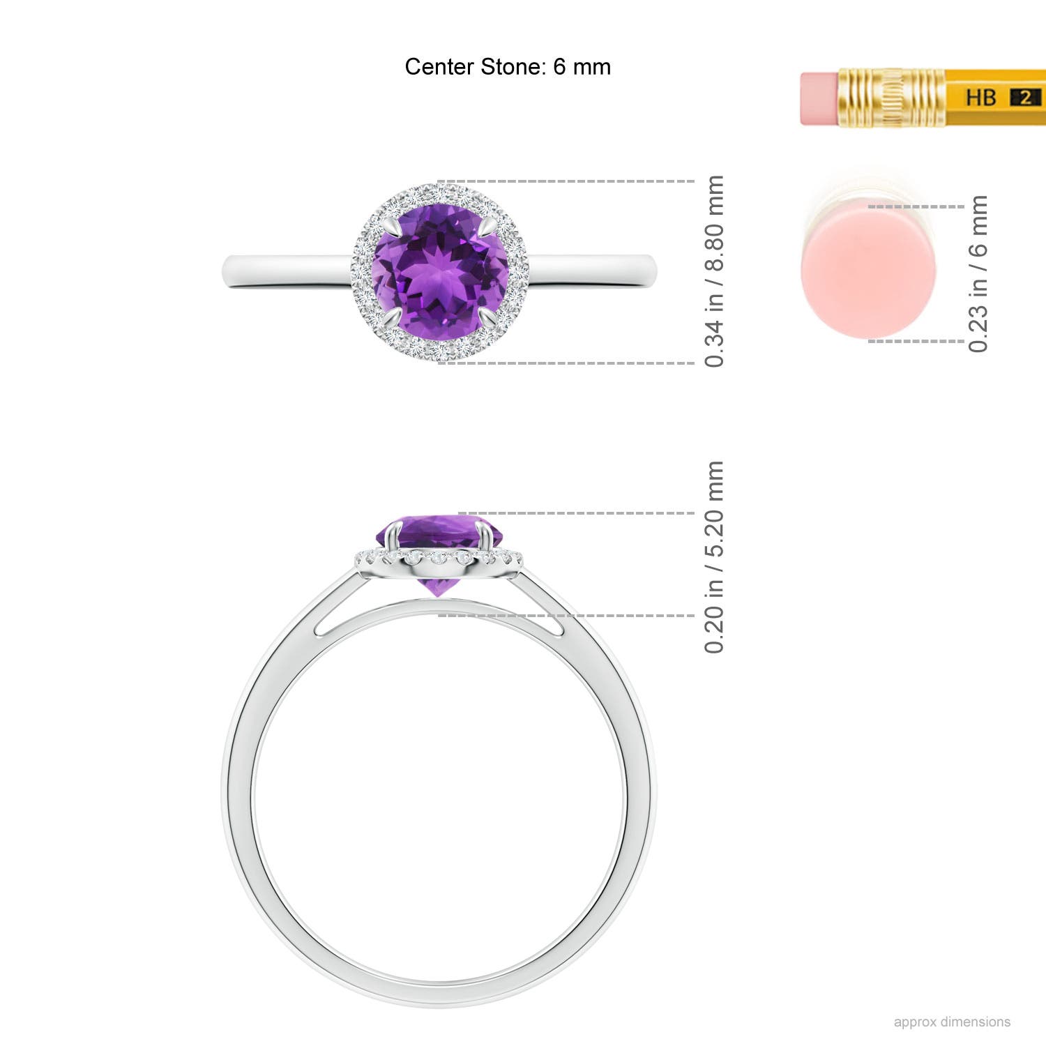 AAA - Amethyst / 0.9 CT / 14 KT White Gold