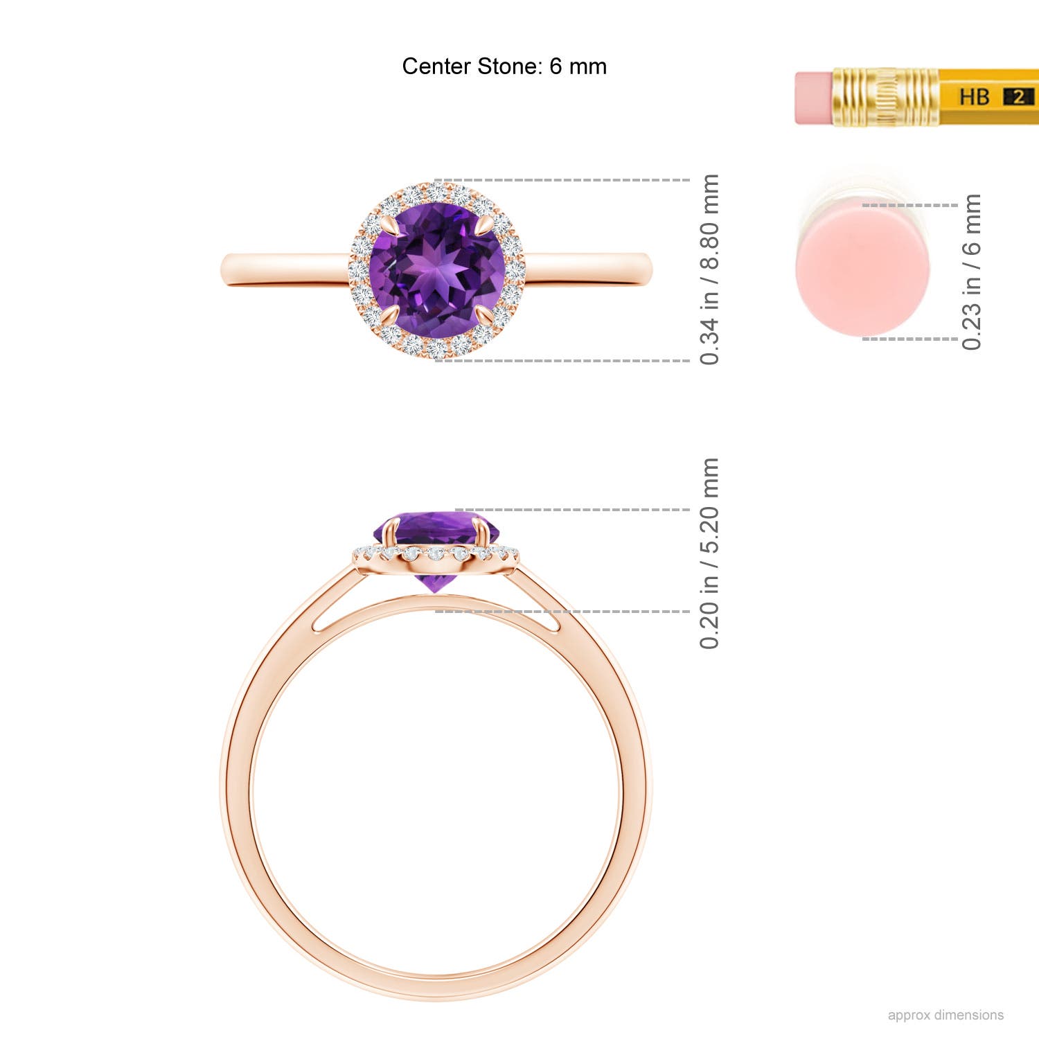 AAAA - Amethyst / 0.9 CT / 14 KT Rose Gold