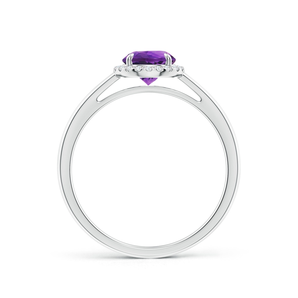 6mm AAAA Round Amethyst Cathedral Ring with Diamond Halo in White Gold - side_1