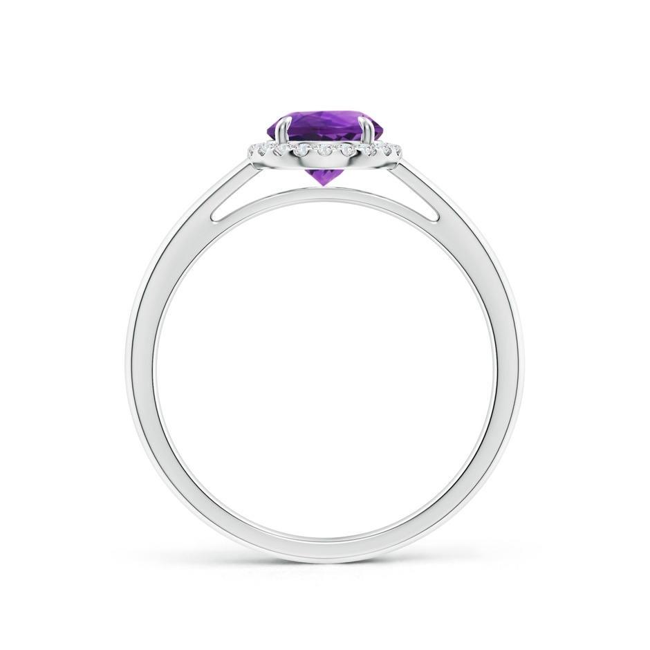 6mm AAAA Round Amethyst Cathedral Ring with Diamond Halo in White Gold side-1