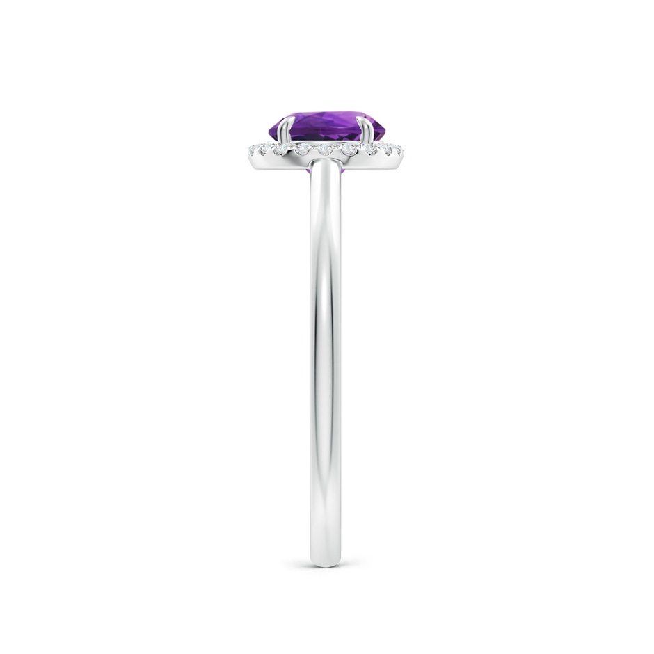 6mm AAAA Round Amethyst Cathedral Ring with Diamond Halo in White Gold side-2