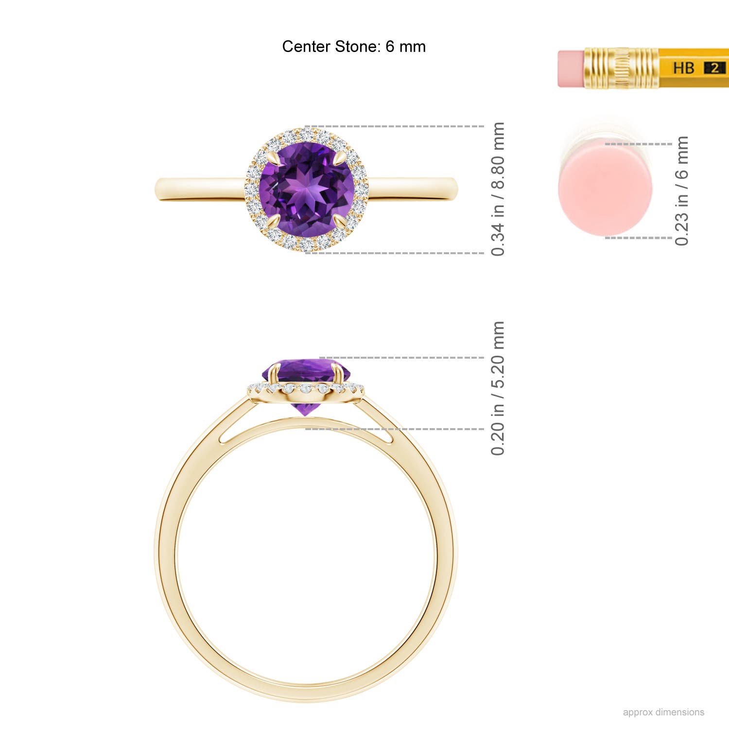 AAAA - Amethyst / 0.9 CT / 14 KT Yellow Gold