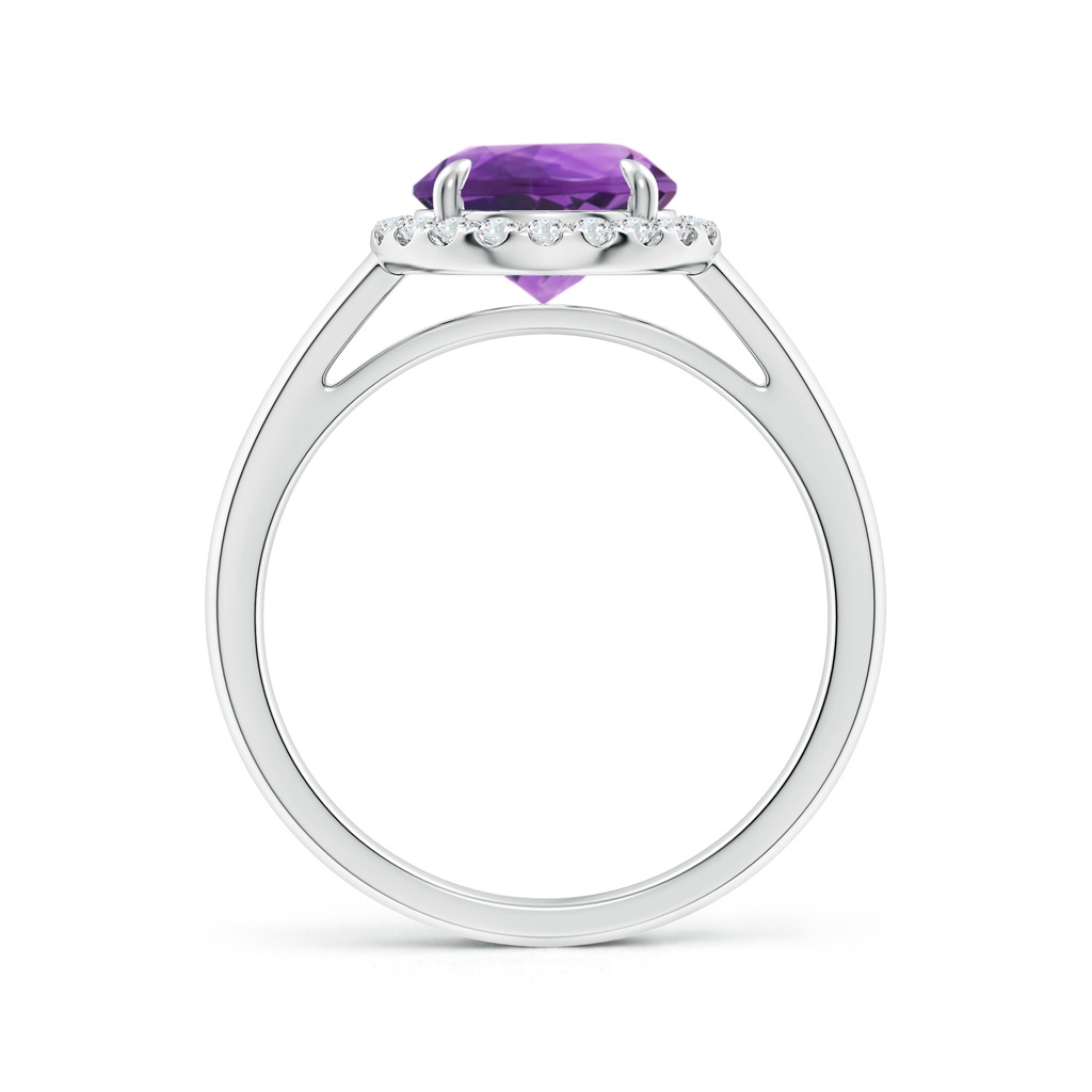 8mm AAA Round Amethyst Cathedral Ring with Diamond Halo in White Gold - side_1