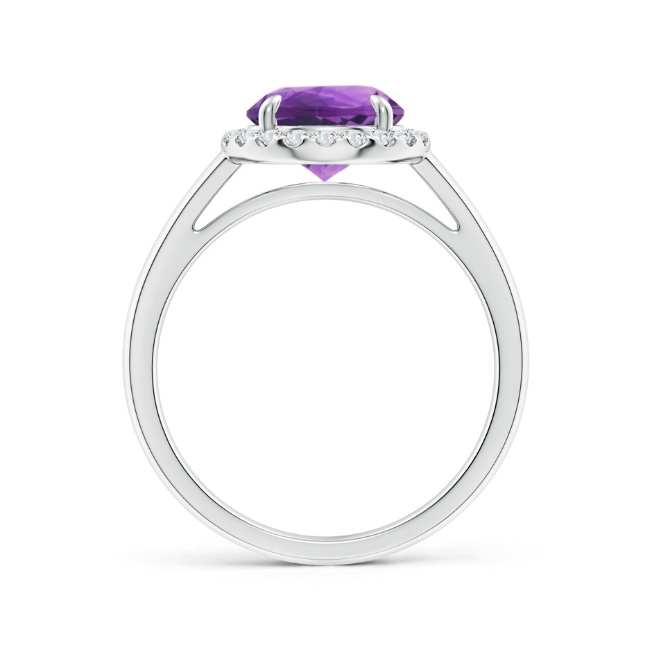 8mm AAA Round Amethyst Cathedral Ring with Diamond Halo in White Gold side-1