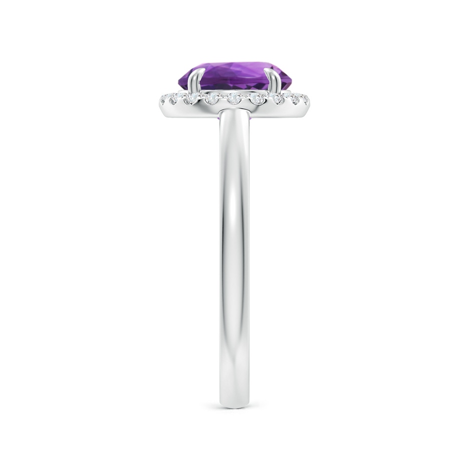 8mm AAA Round Amethyst Cathedral Ring with Diamond Halo in White Gold side-2