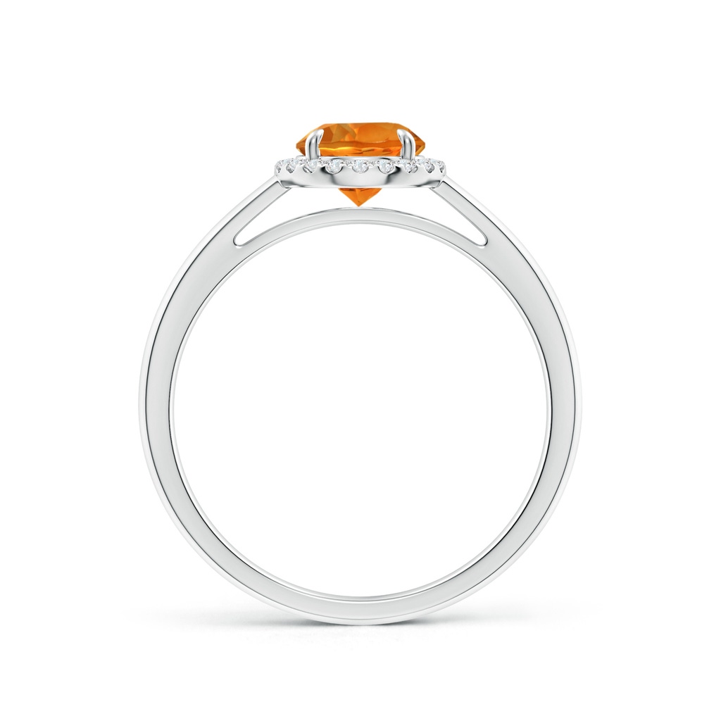 6mm AAAA Round Citrine Cathedral Ring with Diamond Halo in P950 Platinum Side-1