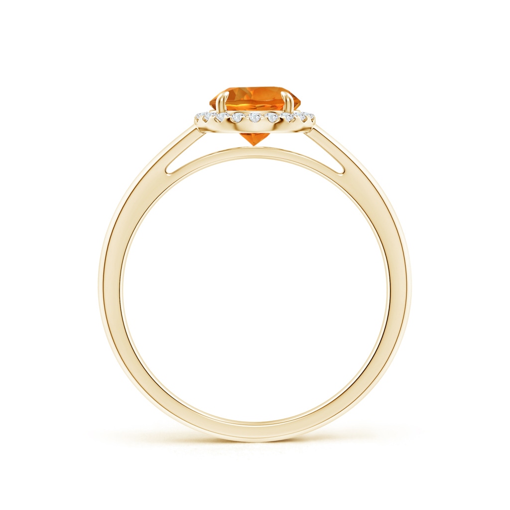 6mm AAAA Round Citrine Cathedral Ring with Diamond Halo in Yellow Gold Side-1