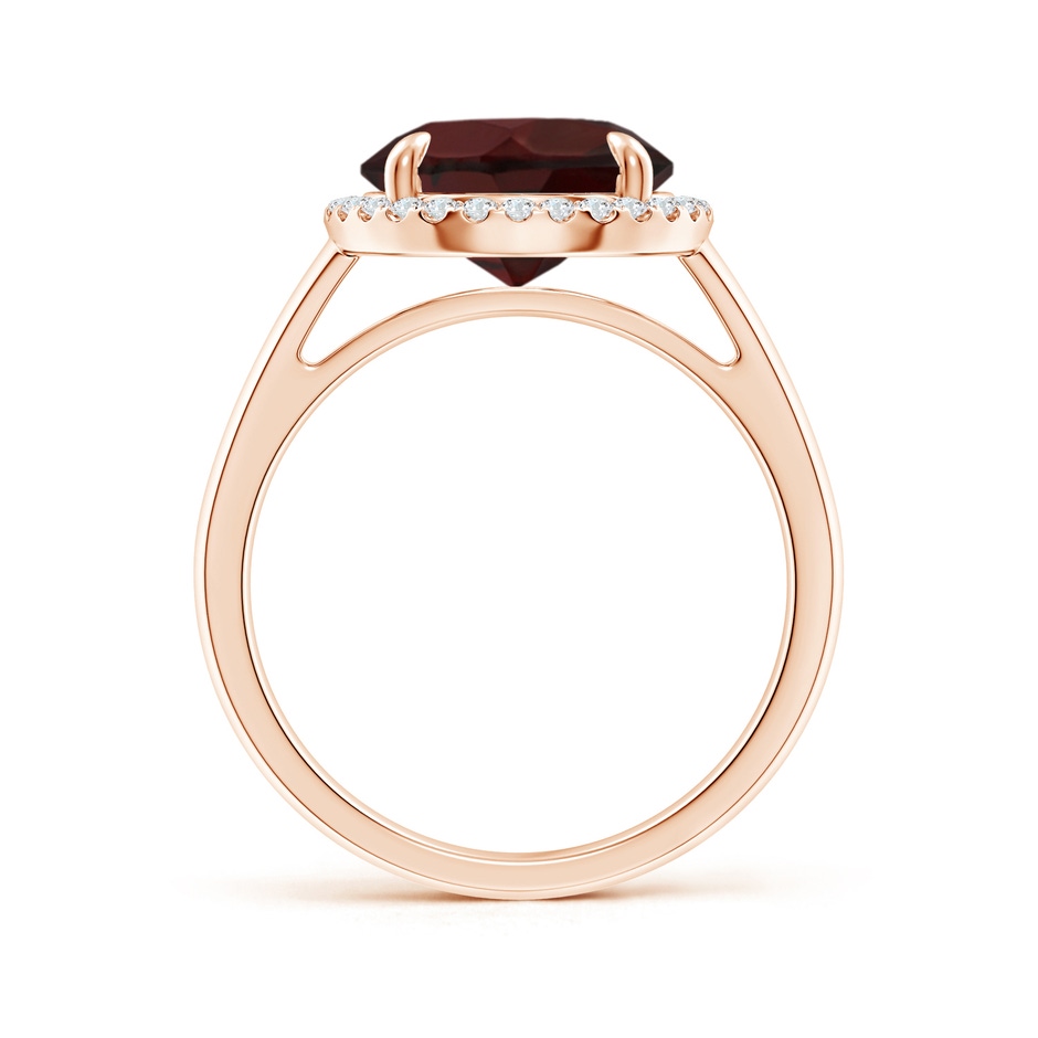 10mm A Round Garnet Cathedral Ring with Diamond Halo in Rose Gold side-1
