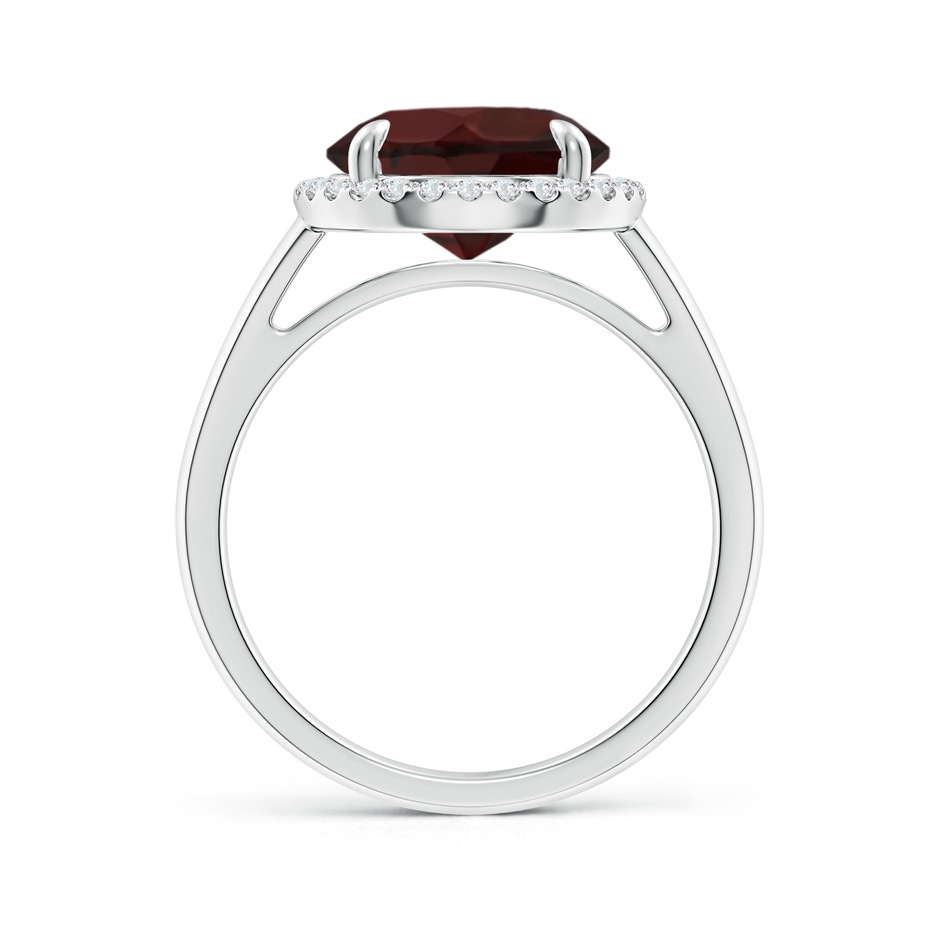 10mm A Round Garnet Cathedral Ring with Diamond Halo in White Gold side-1