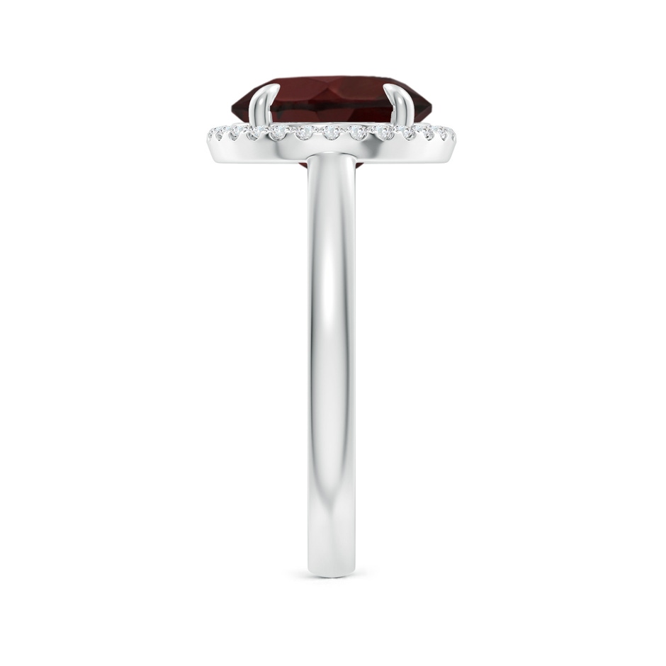10mm A Round Garnet Cathedral Ring with Diamond Halo in White Gold side-2