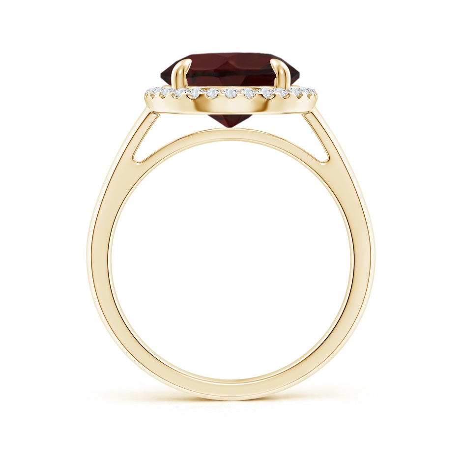 10mm A Round Garnet Cathedral Ring with Diamond Halo in Yellow Gold side-1
