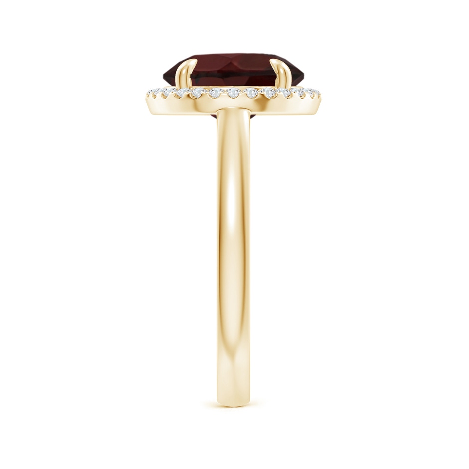 10mm A Round Garnet Cathedral Ring with Diamond Halo in Yellow Gold side-2