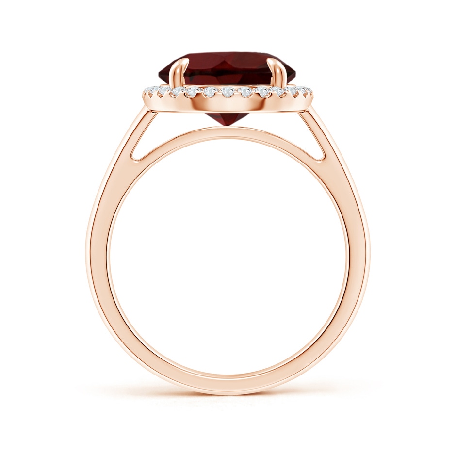 10mm AA Round Garnet Cathedral Ring with Diamond Halo in Rose Gold side-1