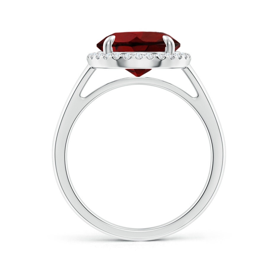 10mm AAA Round Garnet Cathedral Ring with Diamond Halo in White Gold side-1