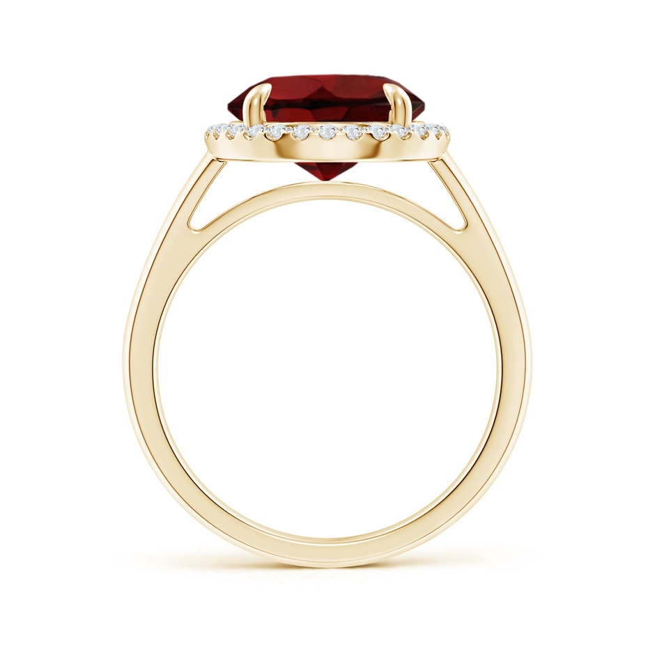10mm AAA Round Garnet Cathedral Ring with Diamond Halo in Yellow Gold side-1