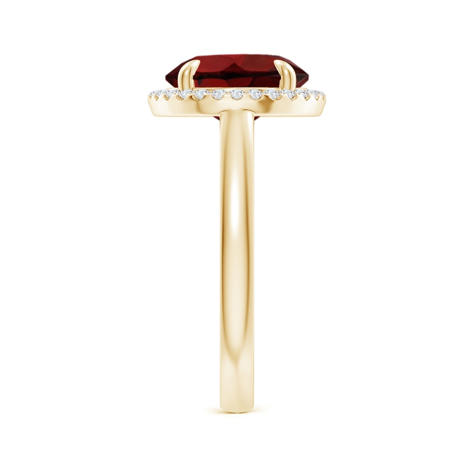 10mm AAA Round Garnet Cathedral Ring with Diamond Halo in Yellow Gold side-2