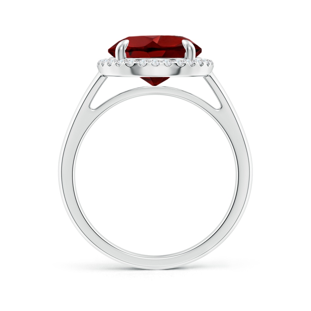 10mm AAAA Round Garnet Cathedral Ring with Diamond Halo in P950 Platinum - side_1