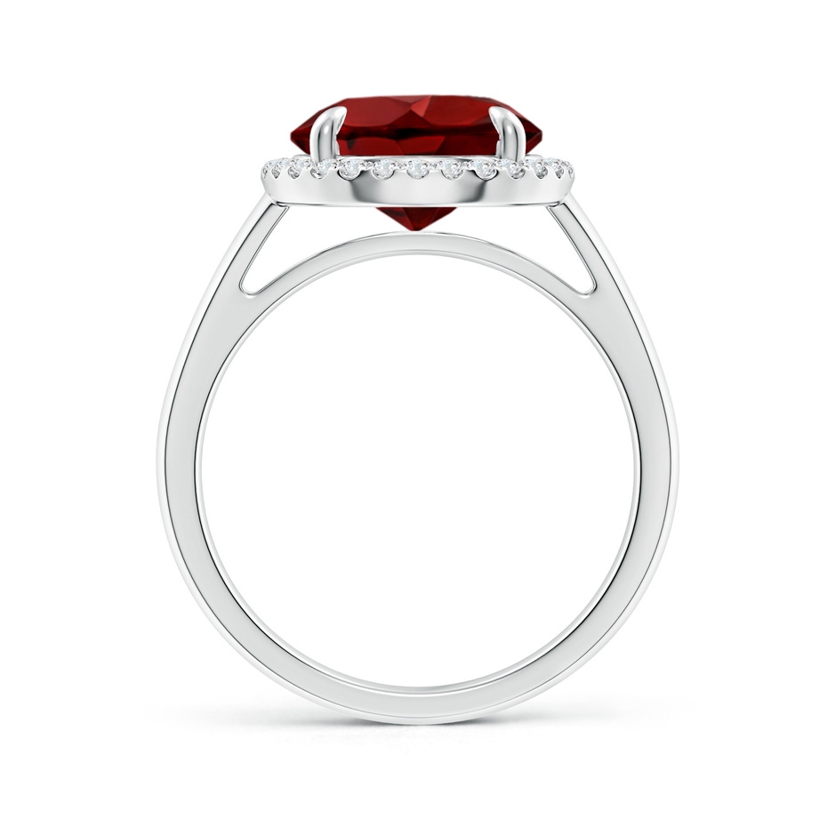 10mm AAAA Round Garnet Cathedral Ring with Diamond Halo in P950 Platinum side-1
