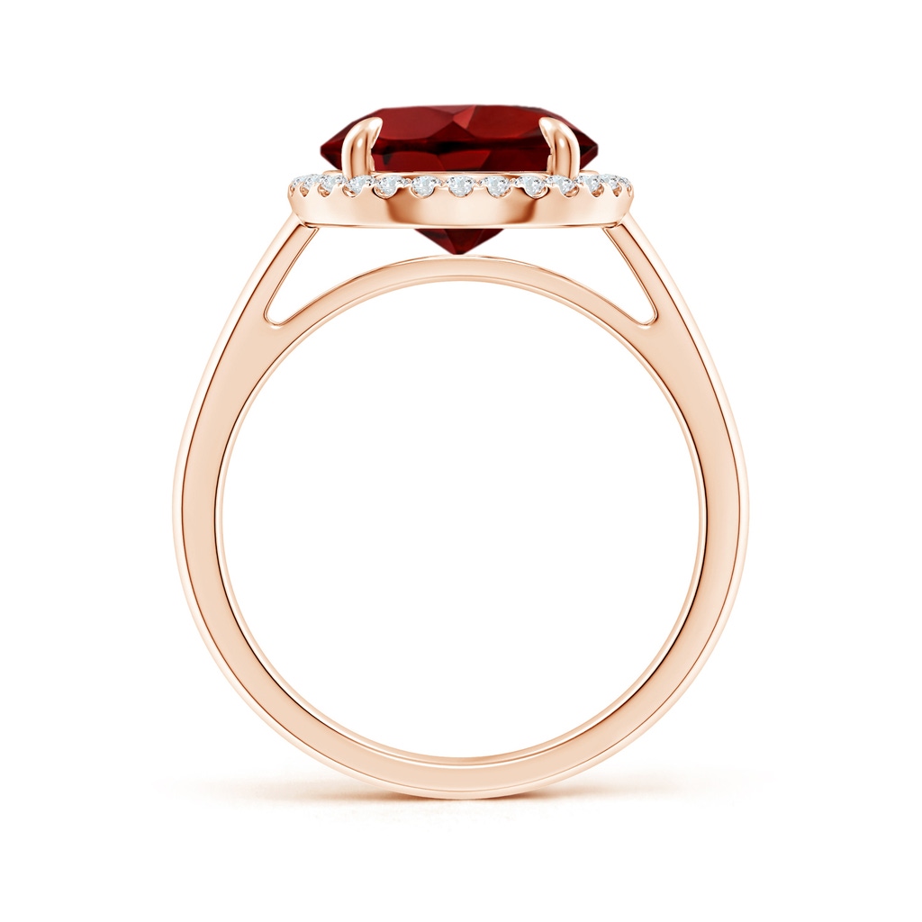 10mm AAAA Round Garnet Cathedral Ring with Diamond Halo in Rose Gold Side-1