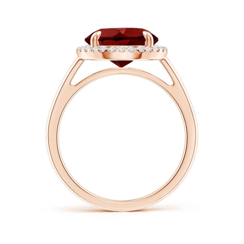 10mm AAAA Round Garnet Cathedral Ring with Diamond Halo in Rose Gold side-1