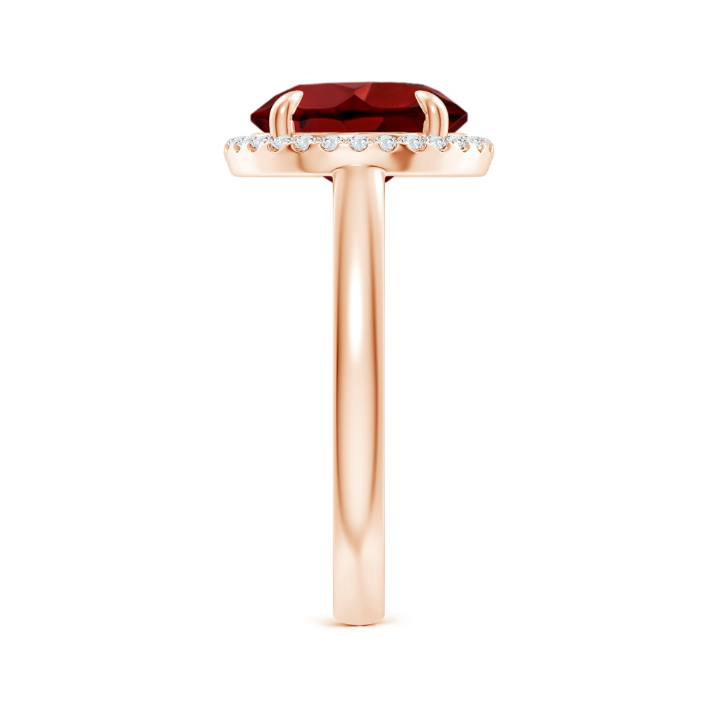 10mm AAAA Round Garnet Cathedral Ring with Diamond Halo in Rose Gold Side-2