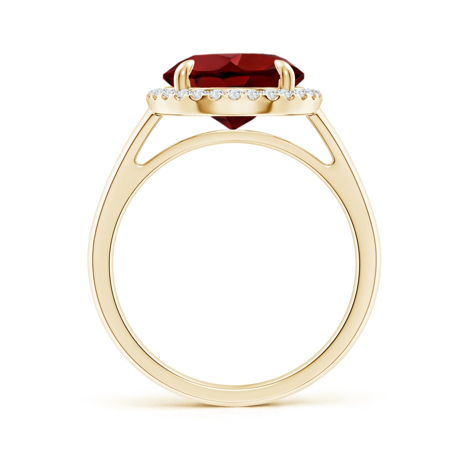 10mm AAAA Round Garnet Cathedral Ring with Diamond Halo in Yellow Gold side-1