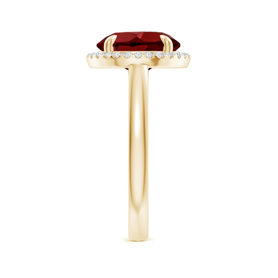 10mm AAAA Round Garnet Cathedral Ring with Diamond Halo in Yellow Gold side-2