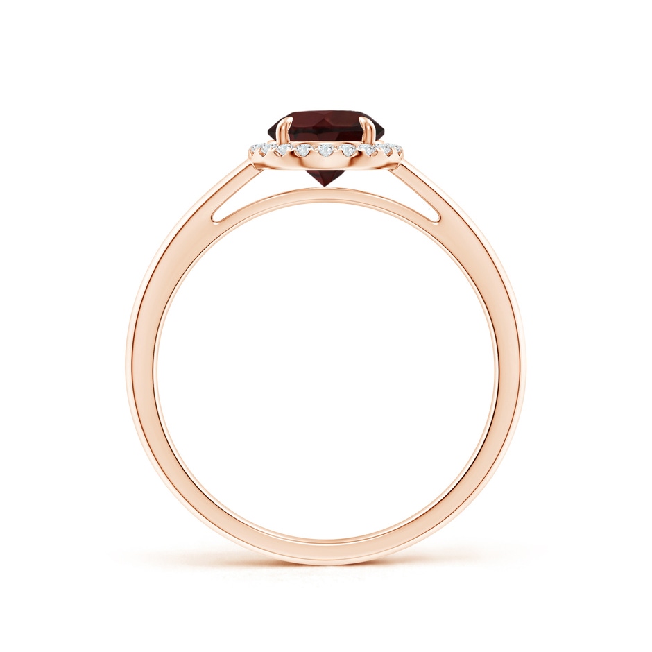 6mm A Round Garnet Cathedral Ring with Diamond Halo in Rose Gold side-1