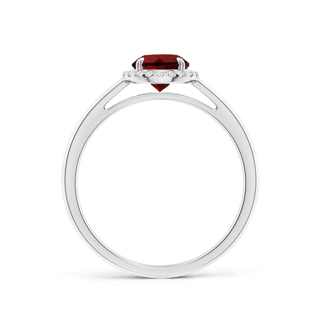 6mm AAA Round Garnet Cathedral Ring with Diamond Halo in White Gold - side_1